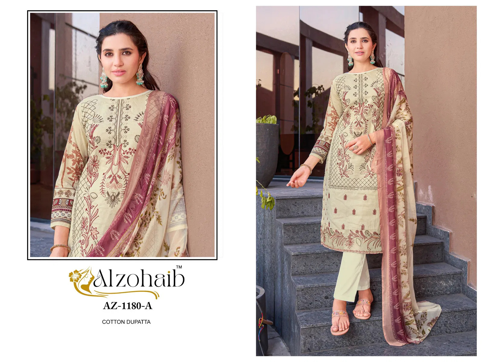 Alzohaib Az 1180 A And B Chiffon Dupatta Pakistani Suits Collection